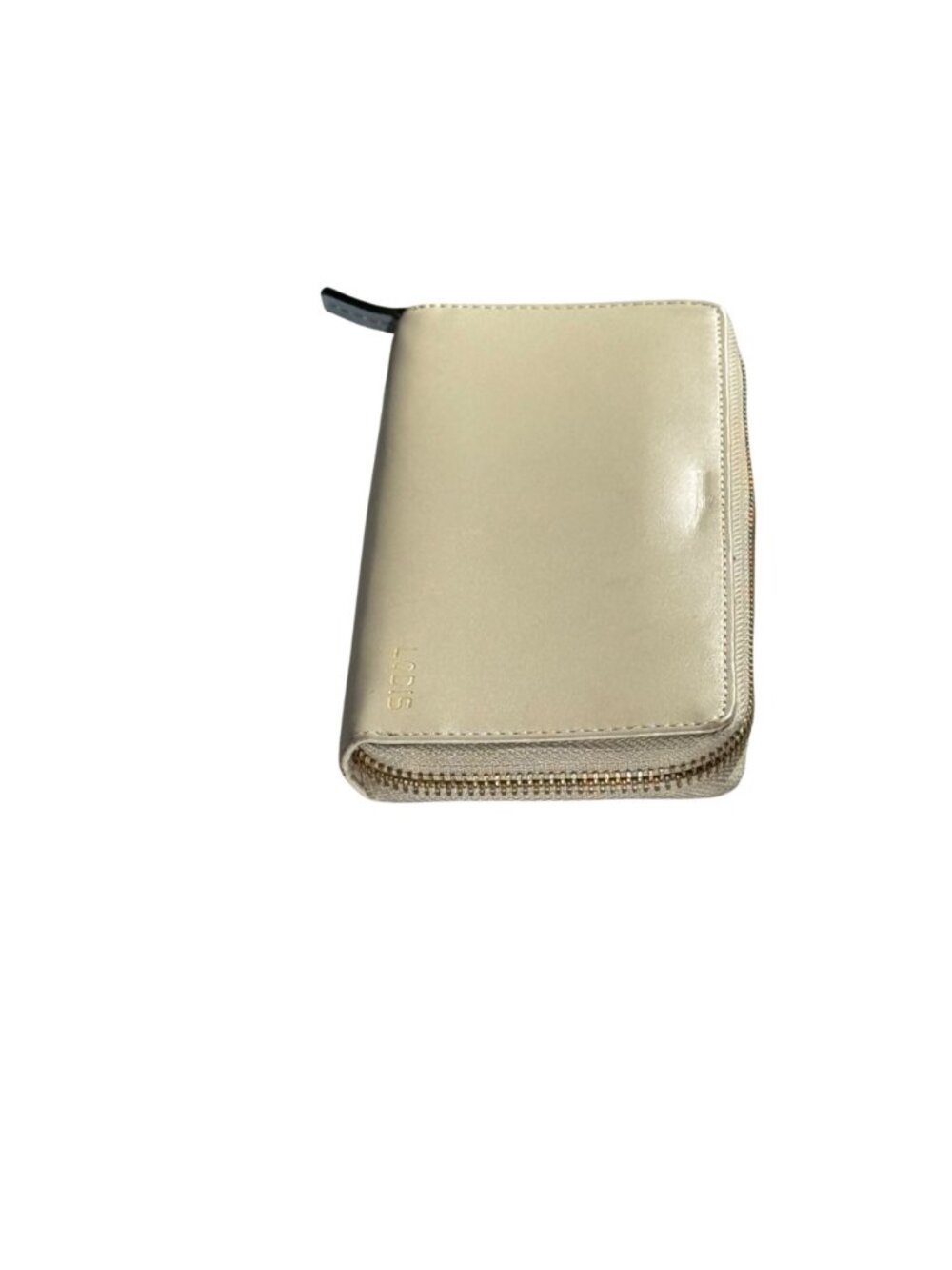 Lodis Beige Leather Zip-Around Long Continental Wallet With Gold Logo - Picture 5 of 11